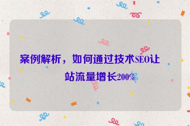 案例解析，如何通過技術(shù)SEO讓網(wǎng)站流量增長200%