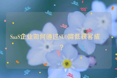 SaaS企業(yè)如何通過SEO降低獲客成本？