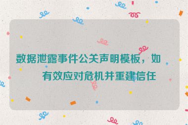 數(shù)據(jù)泄露事件公關(guān)聲明模板，如何有效應(yīng)對危機(jī)并重建信任