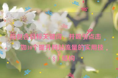 應包含目標關鍵詞，并吸引點擊（如10個提升網(wǎng)站流量的實用技巧）結(jié)構(gòu)