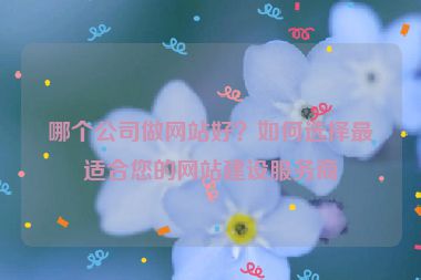 哪個公司做網(wǎng)站好？如何選擇最適合您的網(wǎng)站建設(shè)服務(wù)商