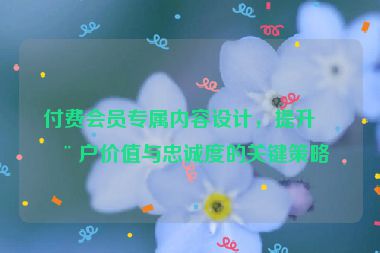 付費(fèi)會員專屬內(nèi)容設(shè)計，提升用戶價值與忠誠度的關(guān)鍵策略
