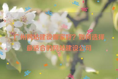 廣州網(wǎng)站建設(shè)哪家好？如何選擇最適合的網(wǎng)站建設(shè)公司