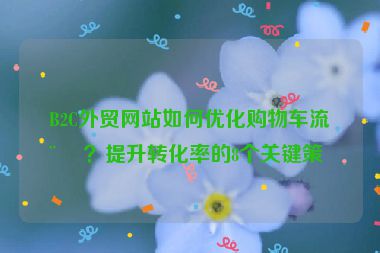 B2C外貿網站如何優(yōu)化購物車流程？提升轉化率的8個關鍵策略