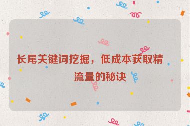 長尾關(guān)鍵詞挖掘，低成本獲取精準(zhǔn)流量的秘訣