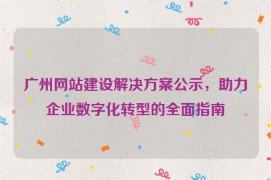 廣州網(wǎng)站建設(shè)解決方案公示，助力企業(yè)數(shù)字化轉(zhuǎn)型的全面指南