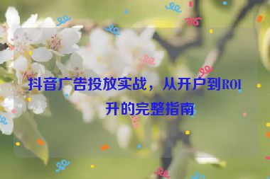 抖音廣告投放實(shí)戰(zhàn)，從開戶到ROI提升的完整指南
