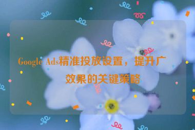 Google Ads精準(zhǔn)投放設(shè)置，提升廣告效果的關(guān)鍵策略