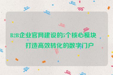 B2B企業(yè)官網(wǎng)建設(shè)的5個核心模塊，打造高效轉(zhuǎn)化的數(shù)字門戶