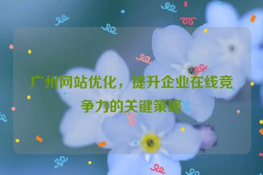 廣州網(wǎng)站優(yōu)化，提升企業(yè)在線競爭力的關鍵策略