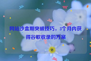 網(wǎng)站沙盒期突破技巧，3個(gè)月內(nèi)獲得谷歌收錄的方案