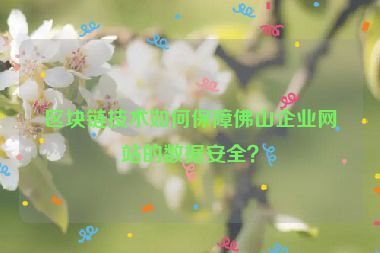 區(qū)塊鏈技術(shù)如何保障佛山企業(yè)網(wǎng)站的數(shù)據(jù)安全？