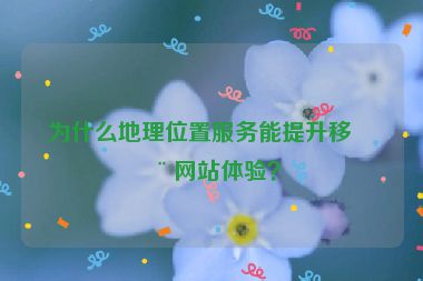 為什么地理位置服務(wù)能提升移動網(wǎng)站體驗？