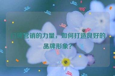 口碑營(yíng)銷(xiāo)的力量，如何打造良好的品牌形象？