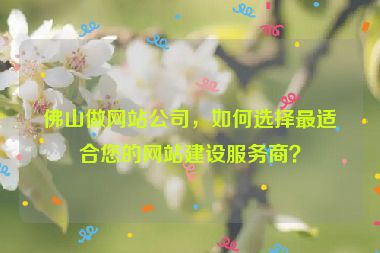 佛山做網(wǎng)站公司，如何選擇最適合您的網(wǎng)站建設(shè)服務(wù)商？