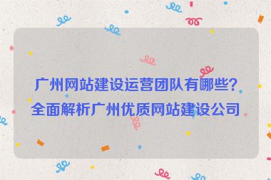廣州網(wǎng)站建設(shè)運(yùn)營團(tuán)隊(duì)有哪些？全面解析廣州優(yōu)質(zhì)網(wǎng)站建設(shè)公司