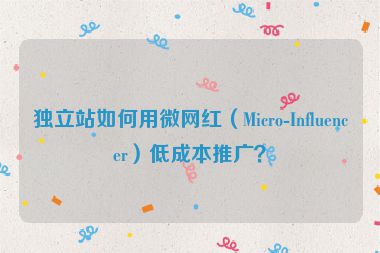 獨立站如何用微網(wǎng)紅（Micro-Influencer）低成本推廣？