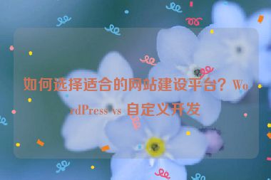 如何選擇適合的網站建設平臺？WordPress vs 自定義開發(fā)