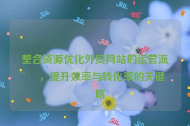 整合資源優(yōu)化外貿(mào)網(wǎng)站的運營流程，提升效率與轉(zhuǎn)化率的關(guān)鍵策略