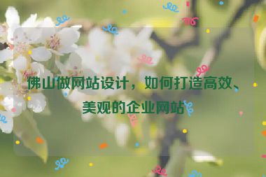 佛山做網(wǎng)站設(shè)計(jì)，如何打造高效、美觀的企業(yè)網(wǎng)站