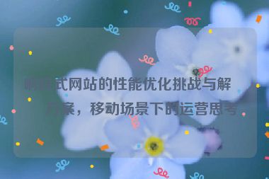 響應(yīng)式網(wǎng)站的性能優(yōu)化挑戰(zhàn)與解決方案，移動場景下的運(yùn)營思考