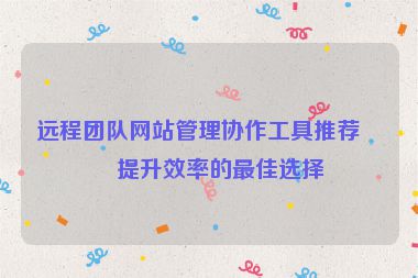 遠(yuǎn)程團(tuán)隊(duì)網(wǎng)站管理協(xié)作工具推薦，提升效率的最佳選擇