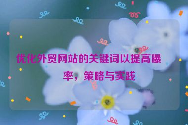 優(yōu)化外貿(mào)網(wǎng)站的關(guān)鍵詞以提高曝光率，策略與實踐