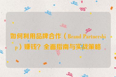 如何利用品牌合作（Brand Partnership）賺錢？全面指南與實(shí)戰(zhàn)策略