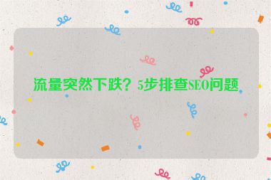 流量突然下跌？5步排查SEO問題