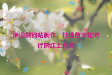 佛山做網(wǎng)站制作，打造數(shù)字化時(shí)代的線上名片