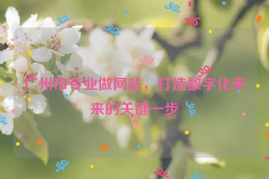 廣州市專業(yè)做網(wǎng)站，打造數(shù)字化未來的關(guān)鍵一步
