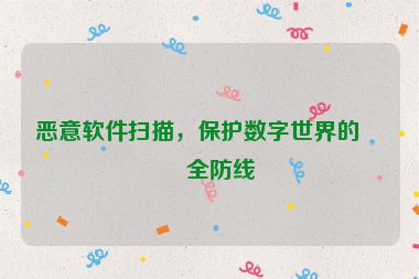 惡意軟件掃描，保護(hù)數(shù)字世界的安全防線