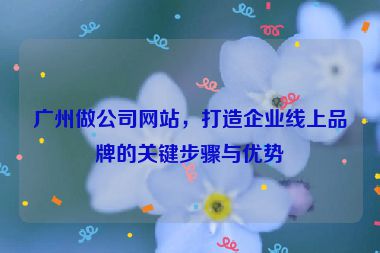 廣州做公司網(wǎng)站，打造企業(yè)線上品牌的關鍵步驟與優(yōu)勢