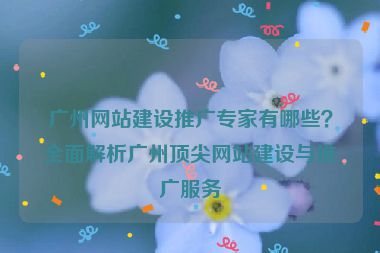 廣州網(wǎng)站建設(shè)推廣專(zhuān)家有哪些？全面解析廣州頂尖網(wǎng)站建設(shè)與推廣服務(wù)