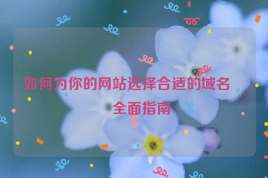 如何為你的網(wǎng)站選擇合適的域名，全面指南
