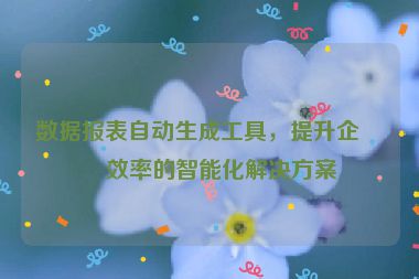數(shù)據(jù)報(bào)表自動(dòng)生成工具，提升企業(yè)效率的智能化解決方案