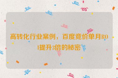 高轉(zhuǎn)化行業(yè)案例，百度競(jìng)價(jià)單月ROI提升3倍的秘密