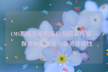CMS系統(tǒng)升級的備份與回滾方案，保障數(shù)據(jù)安全與業(yè)務(wù)連續(xù)性