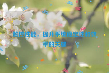 監(jiān)控性能，提升系統(tǒng)穩(wěn)定性和效率的關(guān)鍵