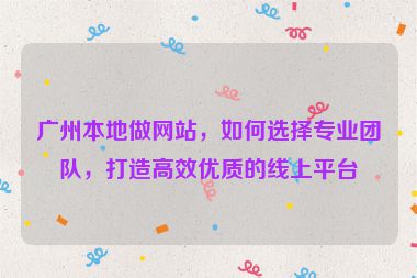 廣州本地做網(wǎng)站，如何選擇專業(yè)團隊，打造高效優(yōu)質(zhì)的線上平臺