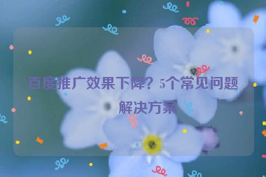 百度推廣效果下降？5個(gè)常見問題及解決方案