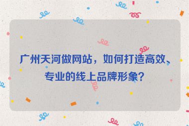 廣州天河做網(wǎng)站，如何打造高效、專業(yè)的線上品牌形象？