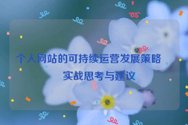 個(gè)人網(wǎng)站的可持續(xù)運(yùn)營(yíng)發(fā)展策略，實(shí)戰(zhàn)思考與建議