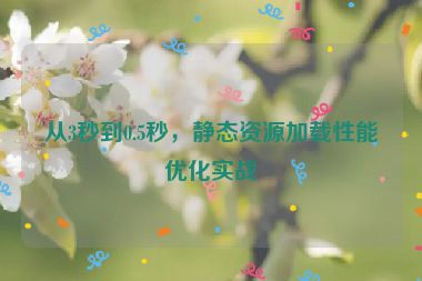 從3秒到0.5秒，靜態(tài)資源加載性能優(yōu)化實戰(zhàn)