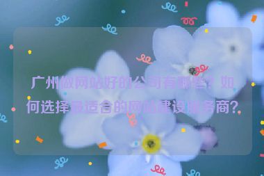 廣州做網(wǎng)站好的公司有哪些？如何選擇最適合的網(wǎng)站建設(shè)服務(wù)商？