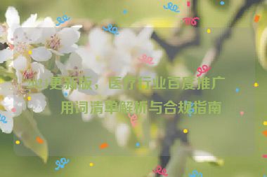 2024更新版，醫(yī)療行業(yè)百度推廣禁用詞清單解析與合規(guī)指南