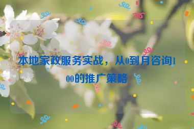 本地家政服務(wù)實戰(zhàn)，從0到月咨詢100的推廣策略