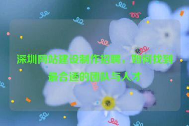 深圳網(wǎng)站建設(shè)制作招聘，如何找到最合適的團(tuán)隊(duì)與人才