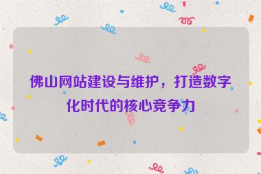 佛山網(wǎng)站建設(shè)與維護(hù)，打造數(shù)字化時(shí)代的核心競(jìng)爭(zhēng)力