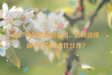 在廣州做網(wǎng)站的公司，如何選擇最適合您的合作伙伴？